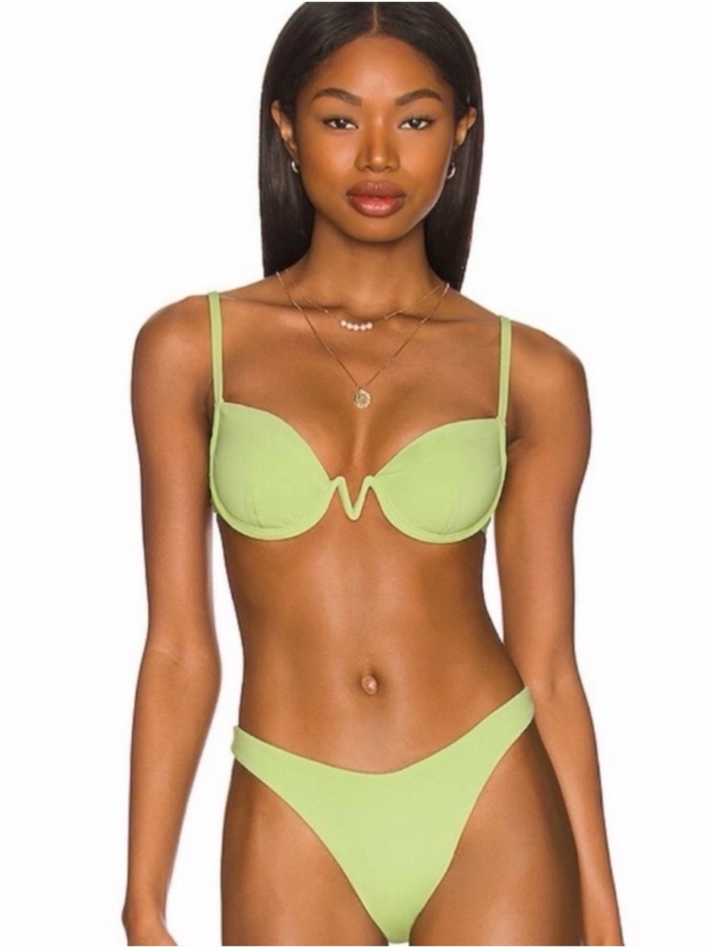 l*space Lime Green Underwire V-Notch Bikini Set